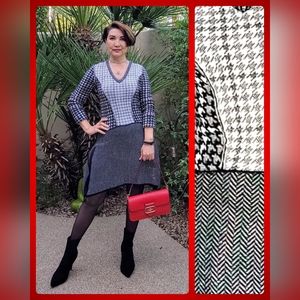 BCBGMaxAzria Beautiful Houndstooth Sweater Dress, XS